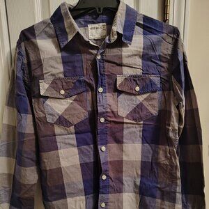 Warp And Weft Blue/Grey/Purple Button Down Longsleeve Shirt Men's Size M